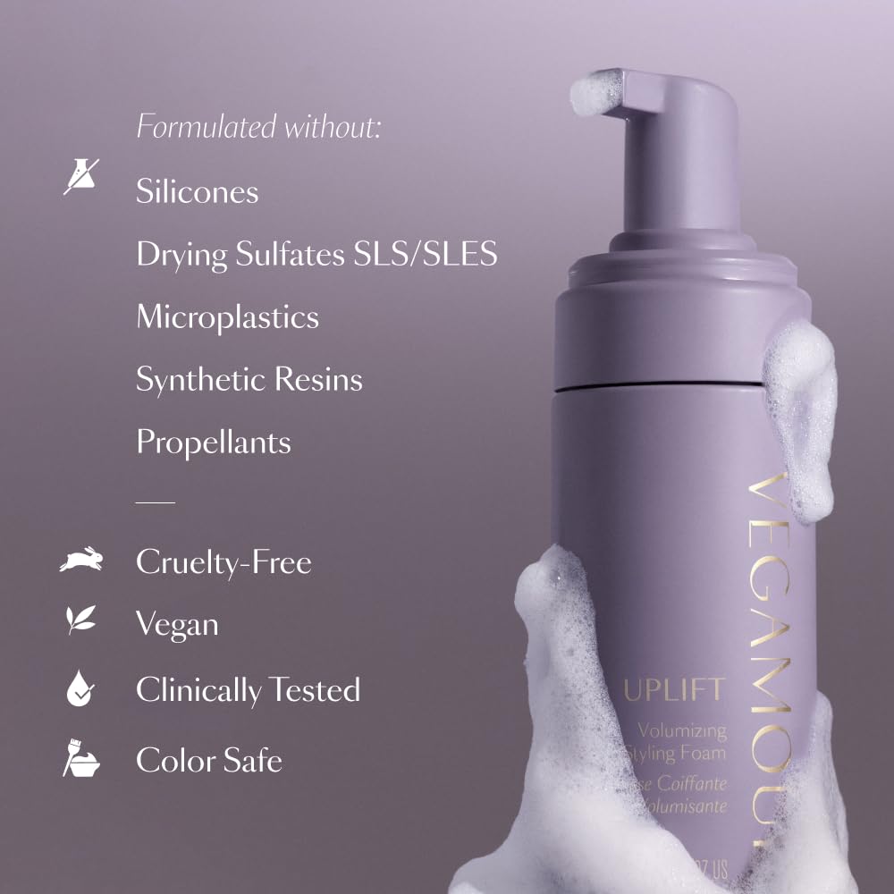 VEGAMOUR UPLIFT non-sticky finish leaves hair soft and natural.