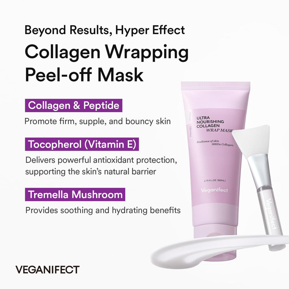 VEGANIFECT Mascarilla con colágeno brinda brillo inmediato y piel fresca.