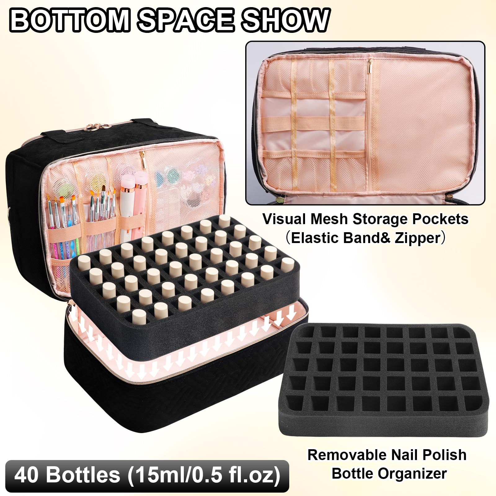 Veirdro nail lamp compartment keeps LED lamp within easy reach during transport.