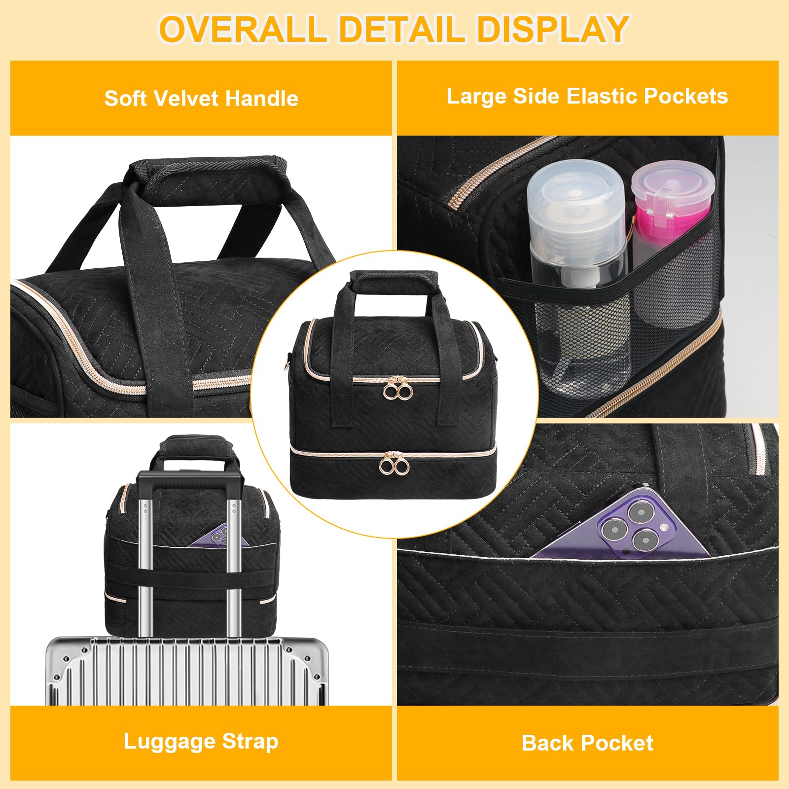 Veirdro durable quilted nylon shell protects your nail supplies on the go.