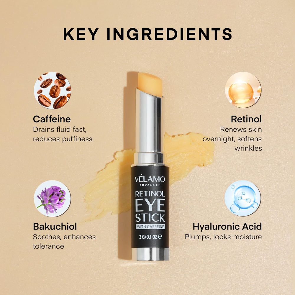 VELAMO ADVANCED Bakuchiol and Caffeine formula brightens the eye contour