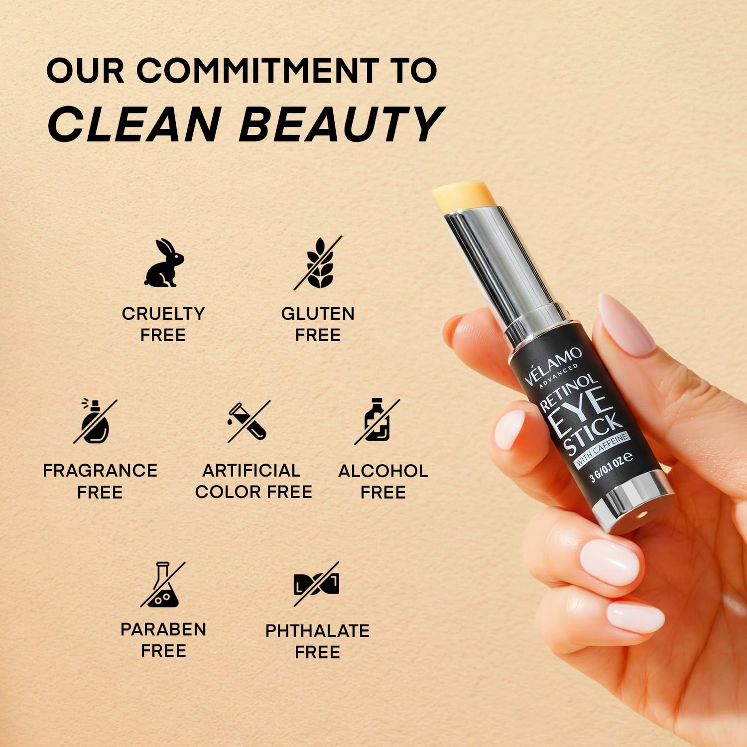 VELAMO ADVANCED eye stick designed for nightly use around the eye contour
