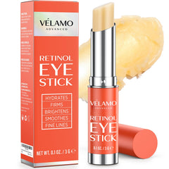 VELAMO ADVANCED Retinol Eye Stick packaging shown as a compact travel size for on-the-go care.