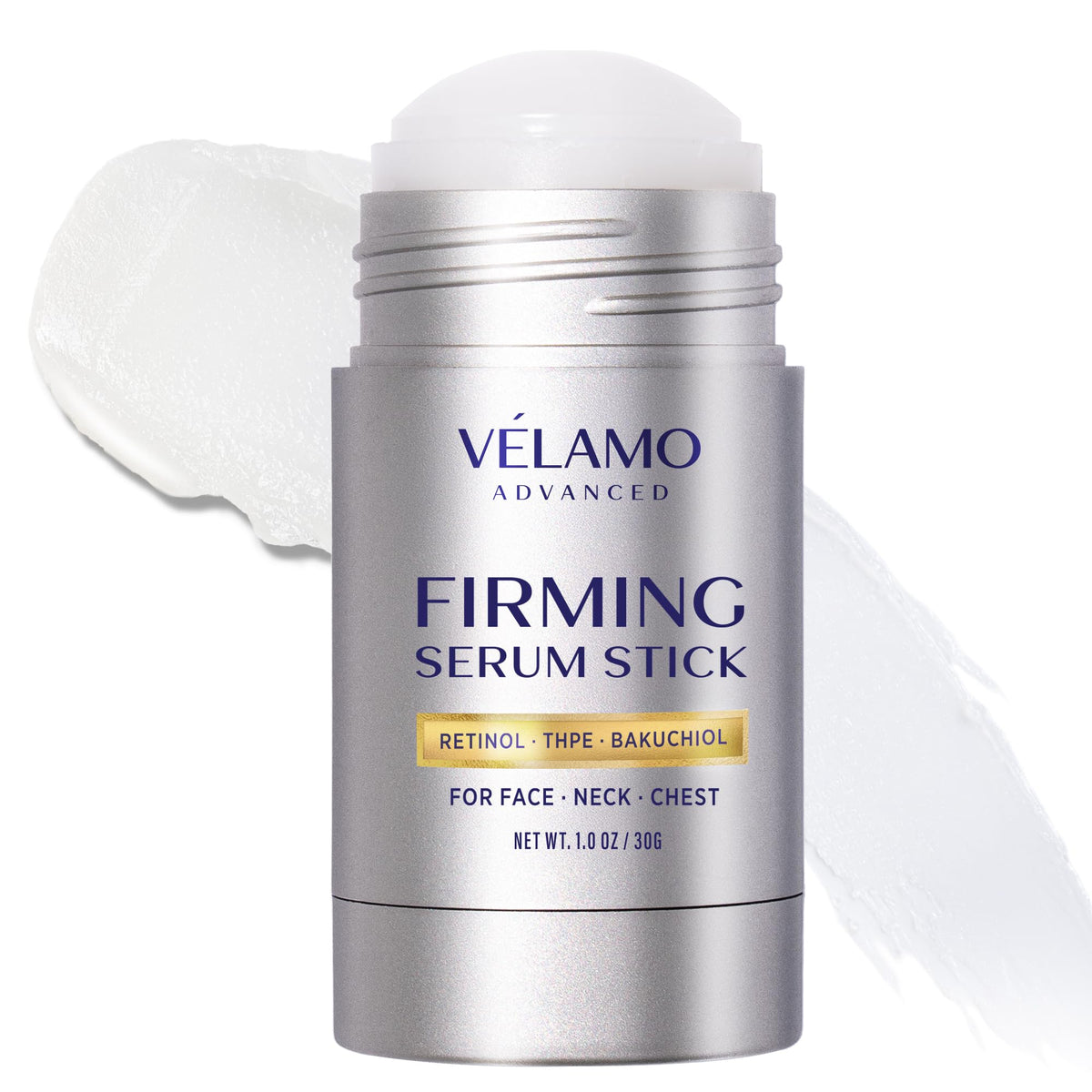 VELAMO ADVANCED Sérum en barra para la cara; aplicación suave que promueve firmeza visible.