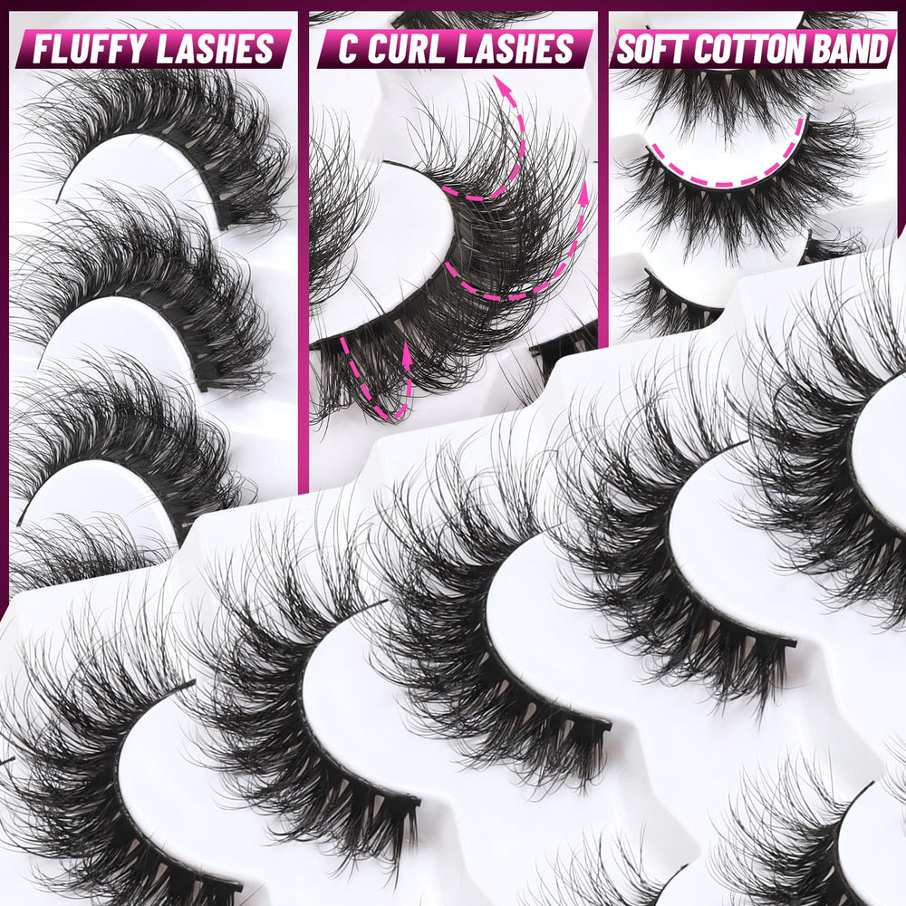 Veleasha cat-eye fluffy lashes with 3D fullness for subtle drama.