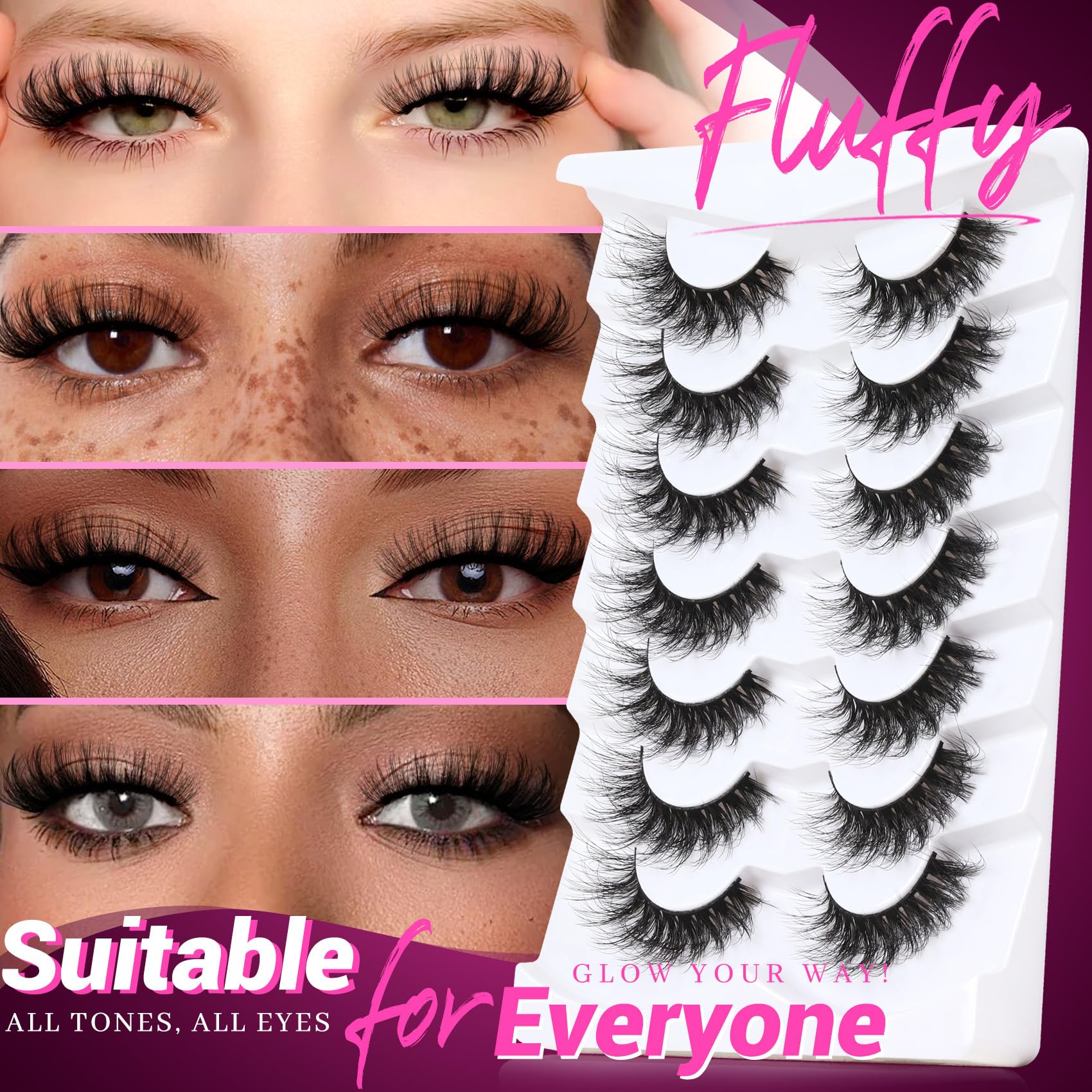 Veleasha cruelty-free synthetic lashes deliver a soft mink-like appearance.