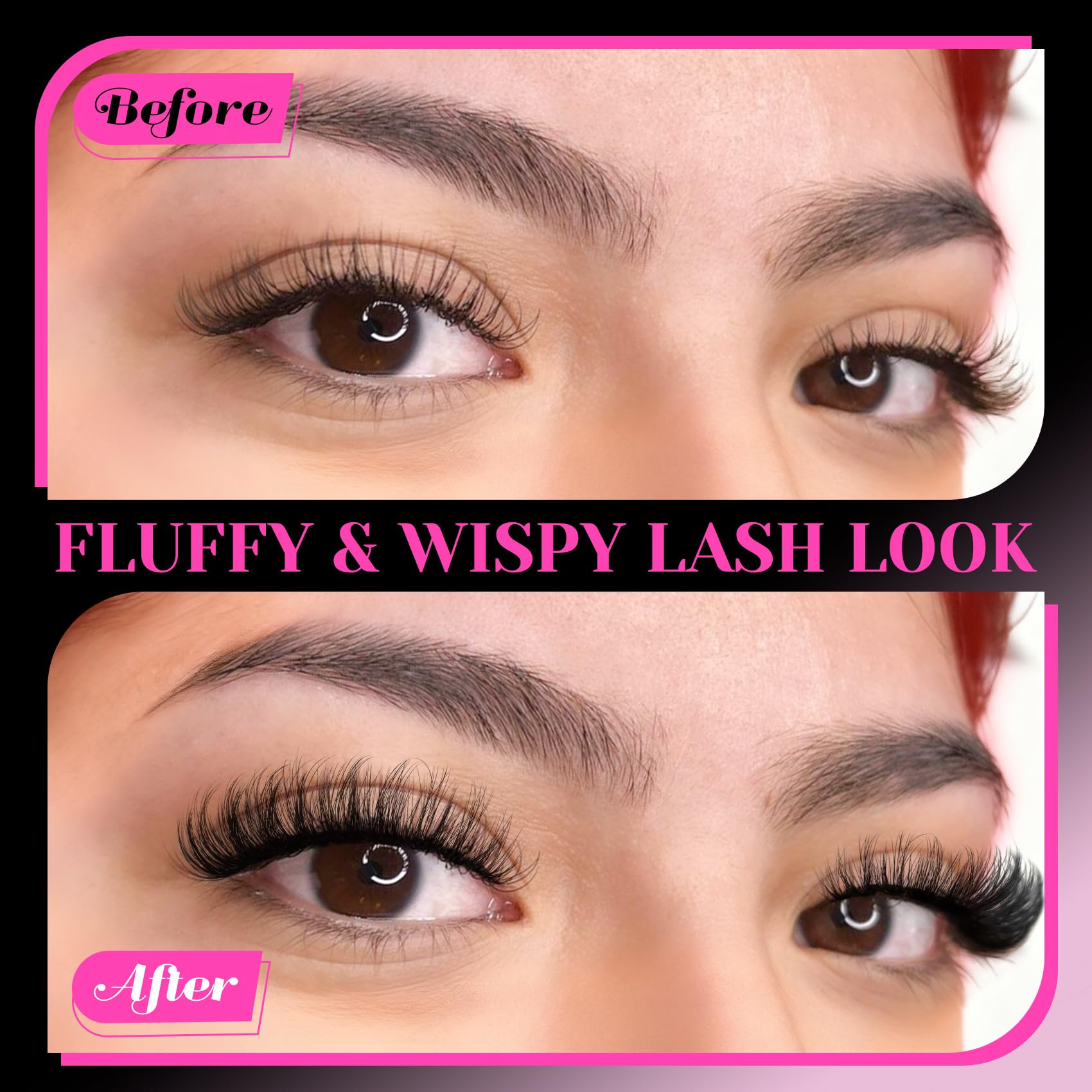 Veleasha invisible lash band worn on model for discreet, seamless finish.