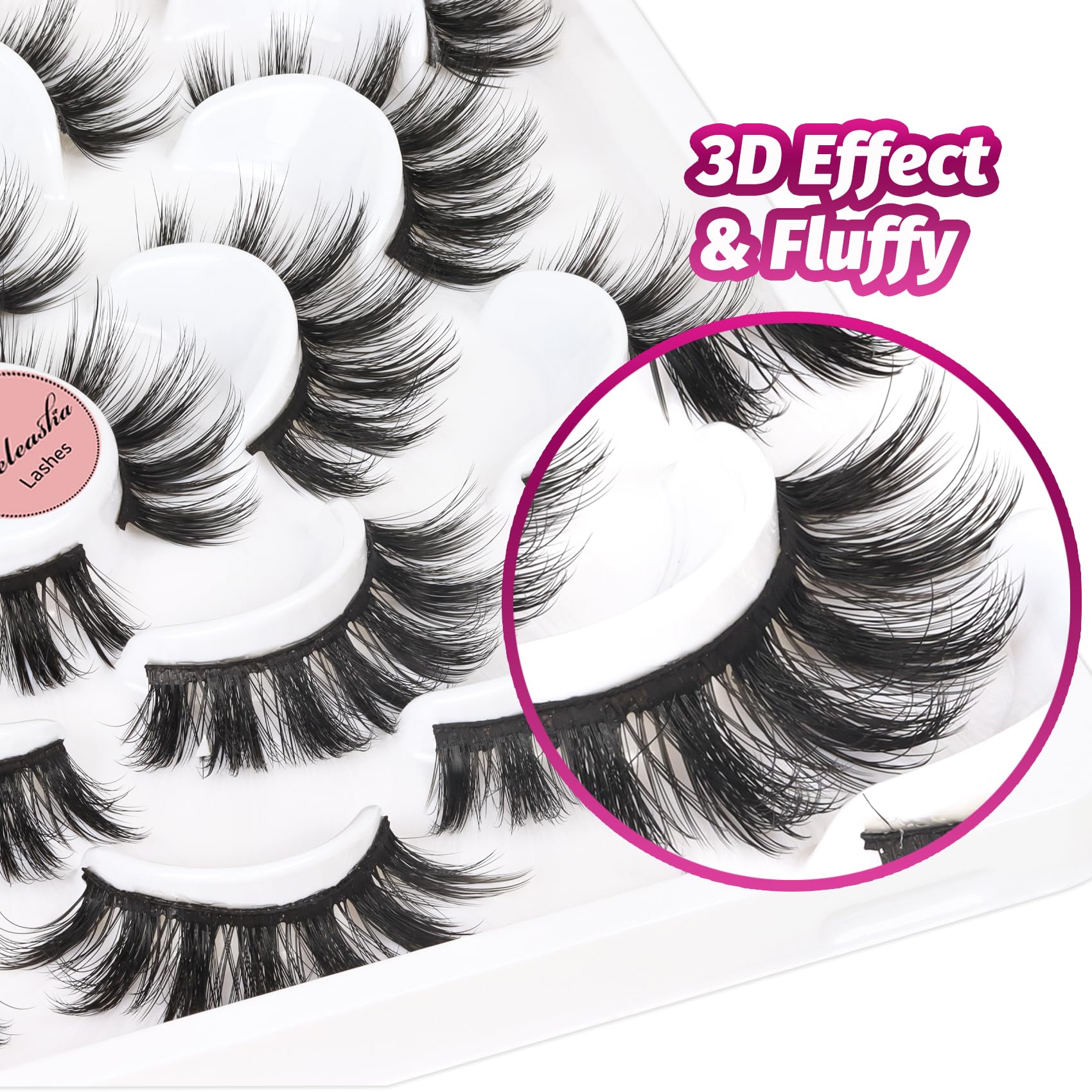 Veleasha 3D faux mink lashes create fuller, dimensional eyes.