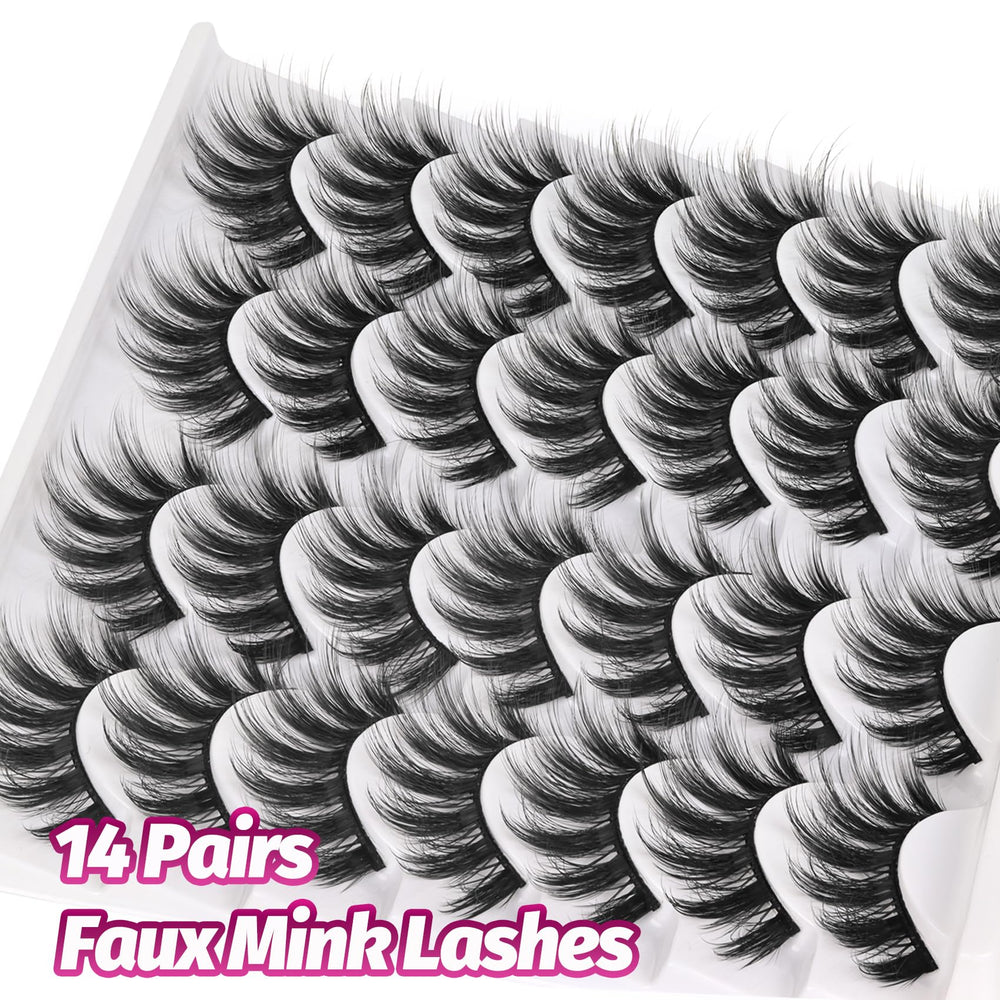 Veleasha Lashes 3D07 14-pairs on case offers versatile styling options.