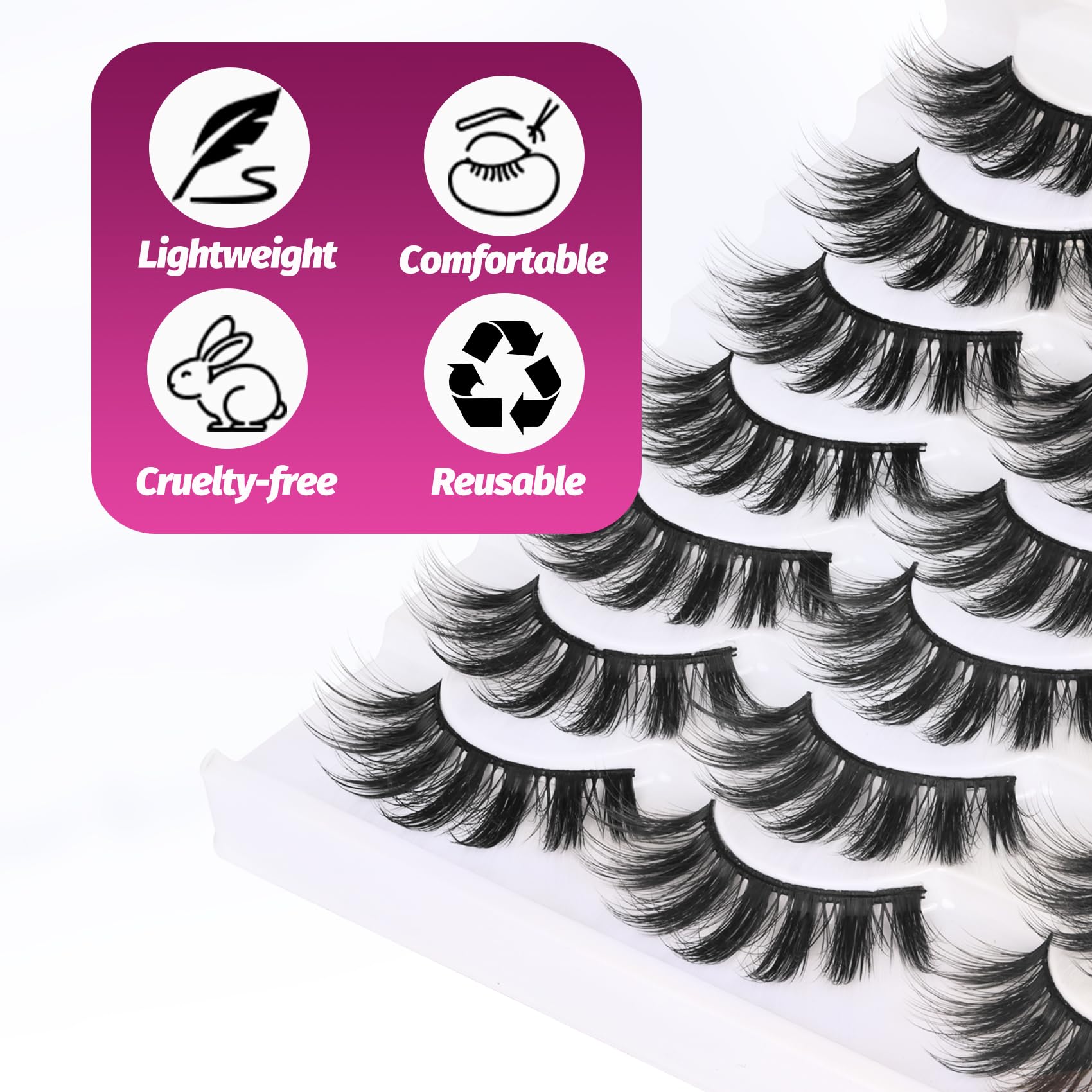 Veleasha Lashes 3D07 natural curvature blends seamlessly with real lashes.