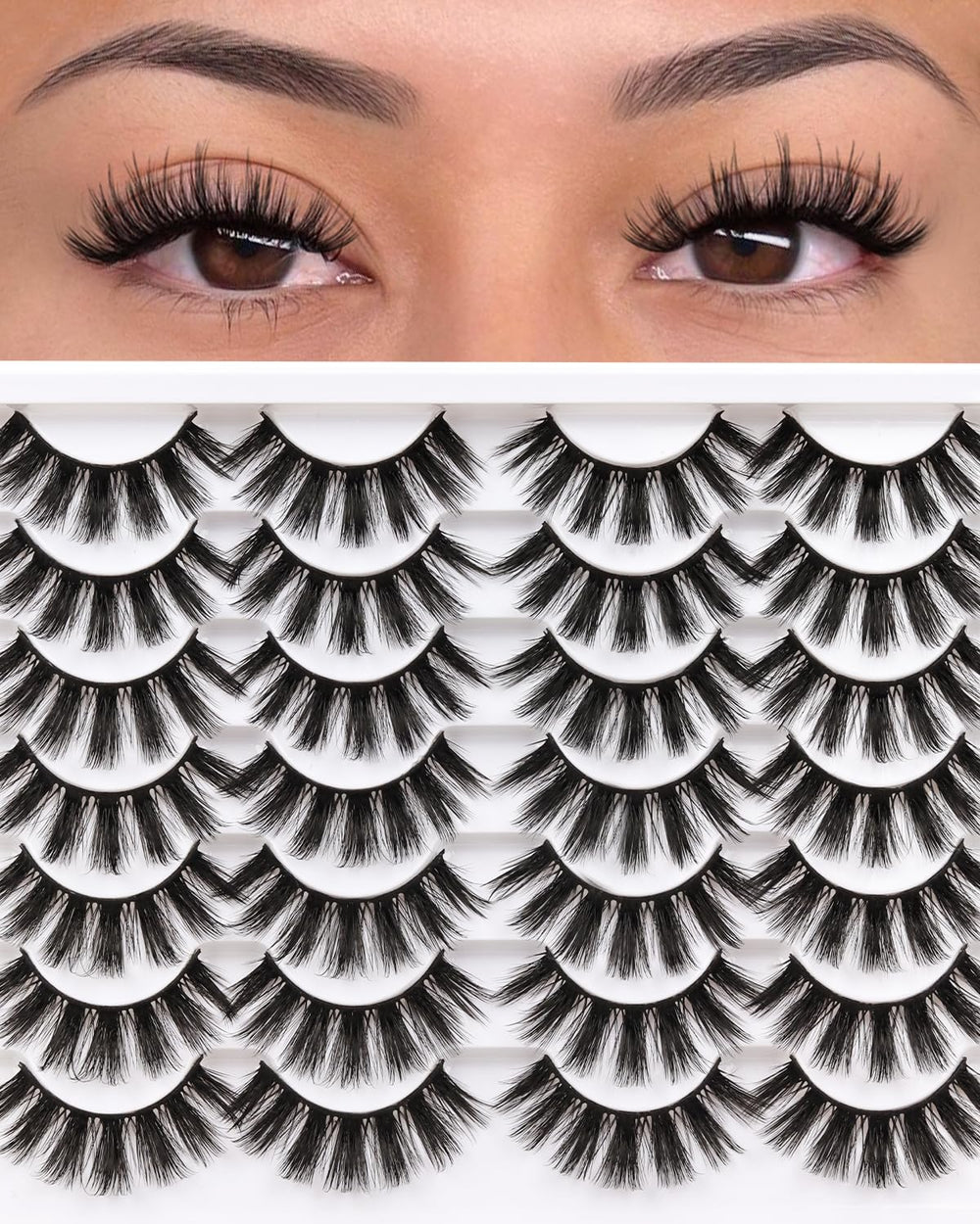 Veleasha Lashes 3D07 pack front view shows natural curvature for everyday wear.