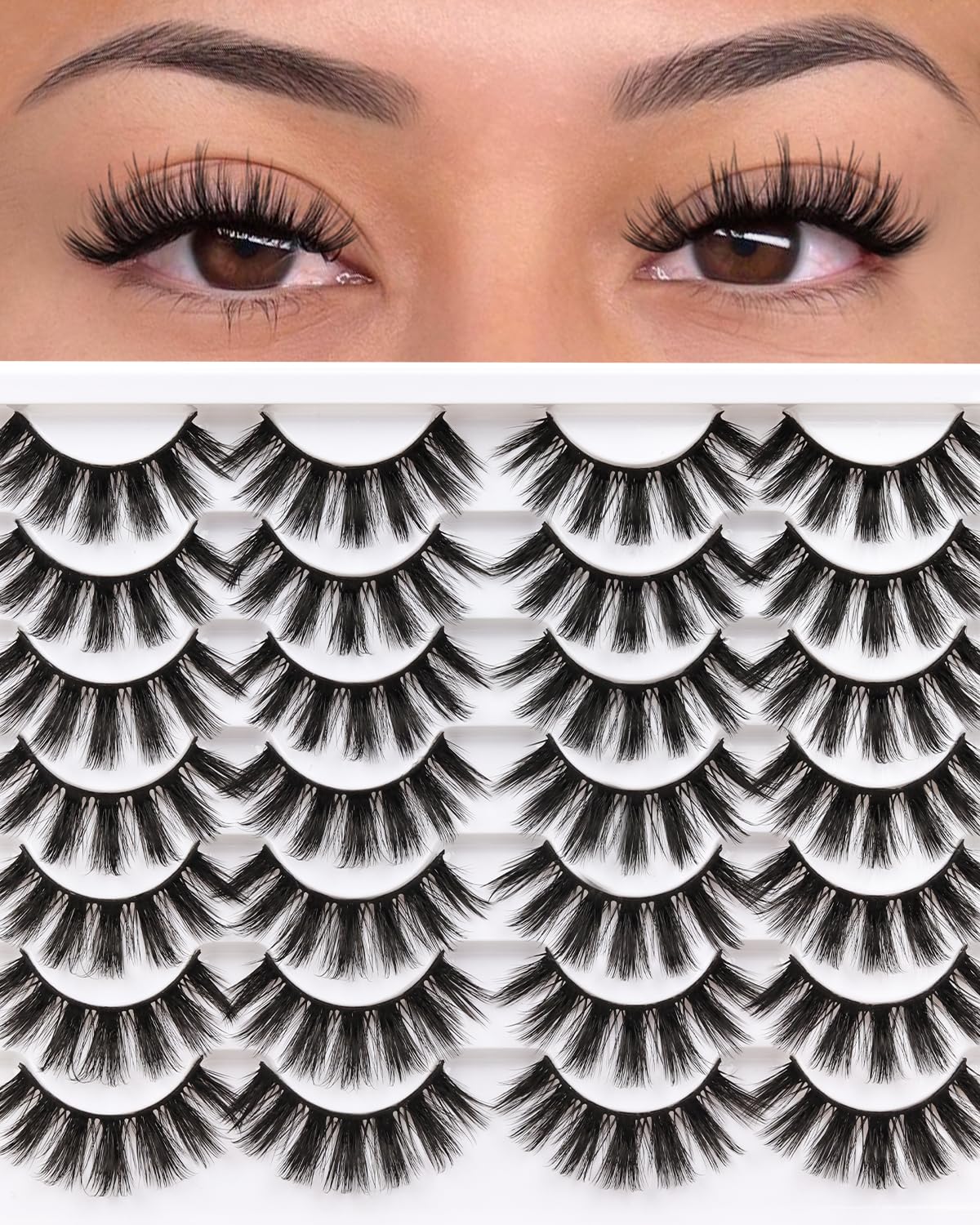 Veleasha Lashes 3D07 pack front view shows natural curvature for everyday wear.