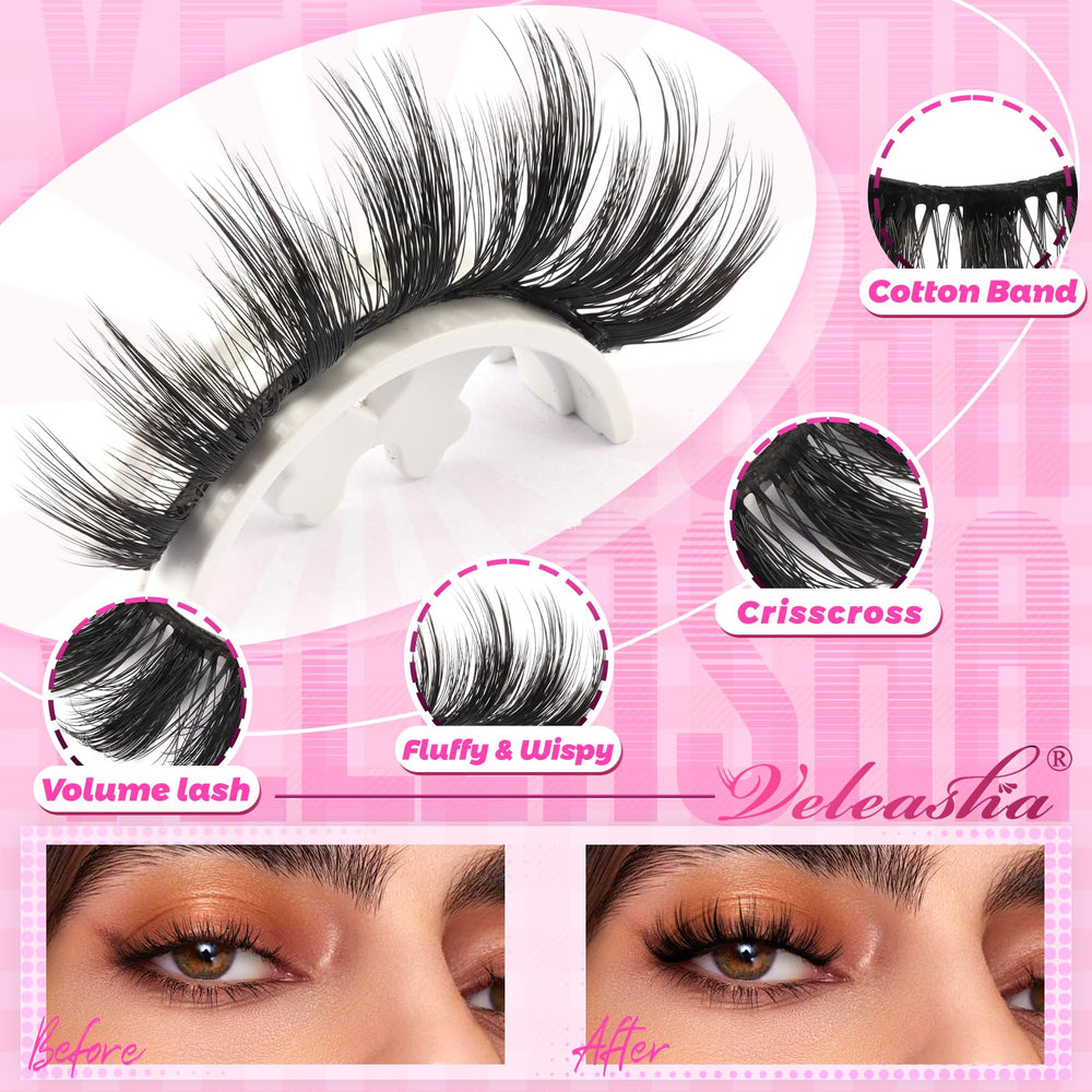 Veleasha Lashes 3D07 closeup showing dense synthetic fibers for a dramatic effect