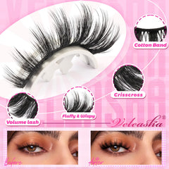 Veleasha Lashes 3D07 closeup showing dense synthetic fibers for a dramatic effect