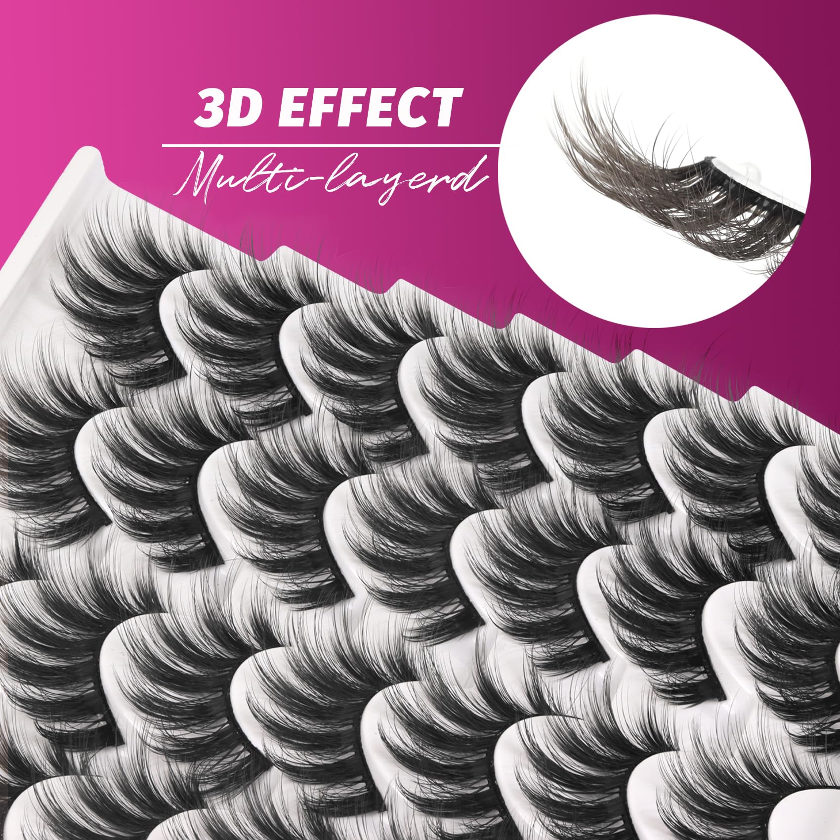 Veleasha Lashes 3D07 wispy outer corner creates a flattering, natural look.
