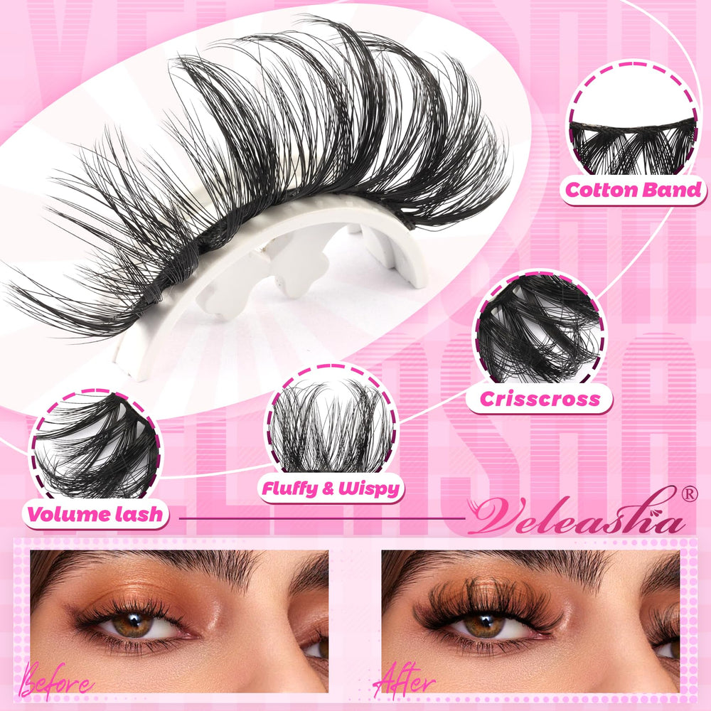 Veleasha Lashes 6D multi-layer for a voluminous, natural look.