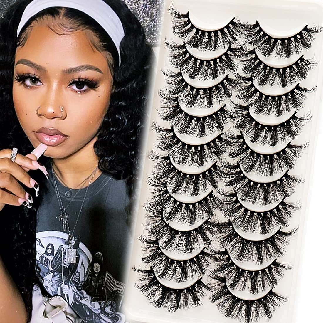 Veleasha Lashes fluffy wispy criss-cross design enhances eye definition.