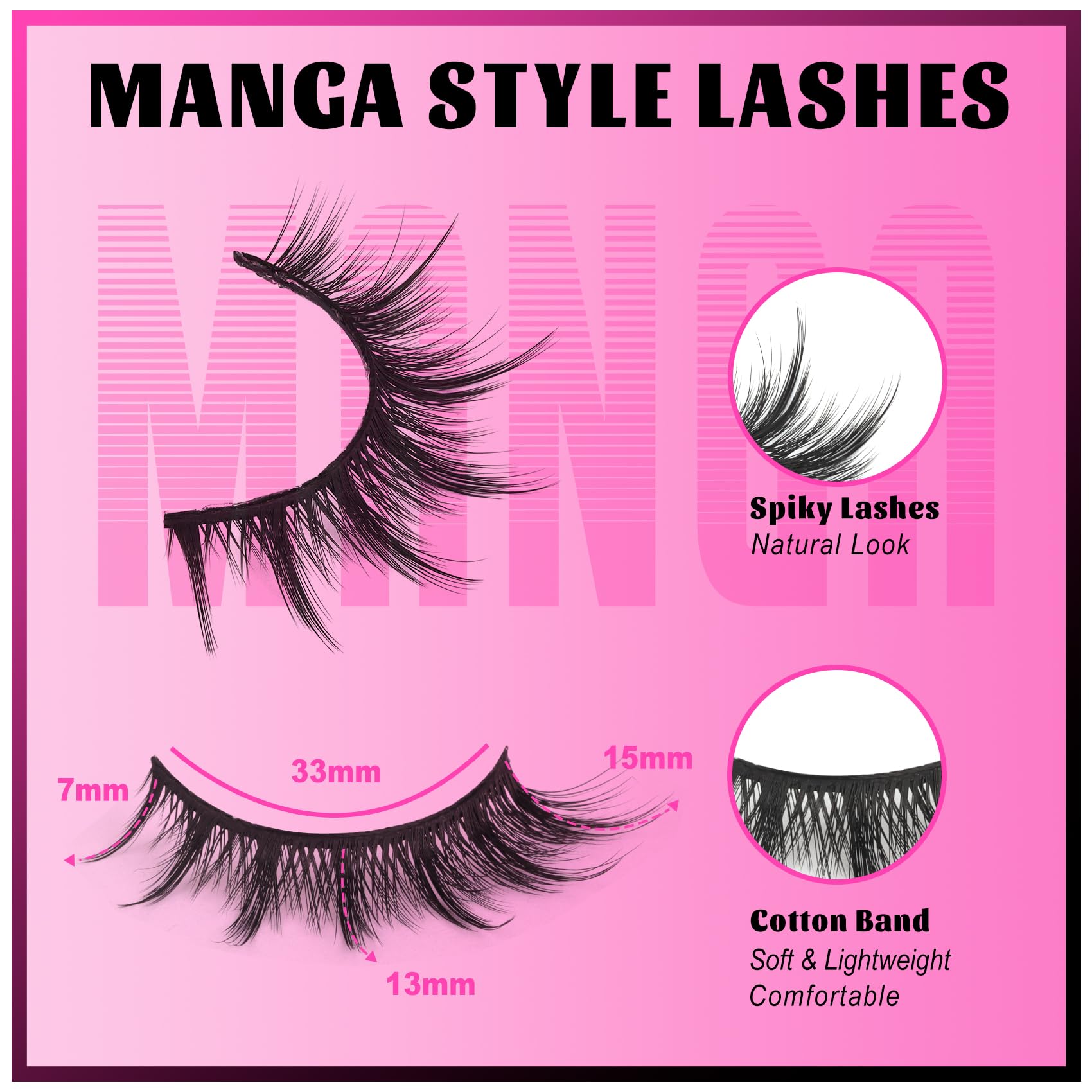 Veleasha Manga Spiky design enlarges eye brightness naturally.