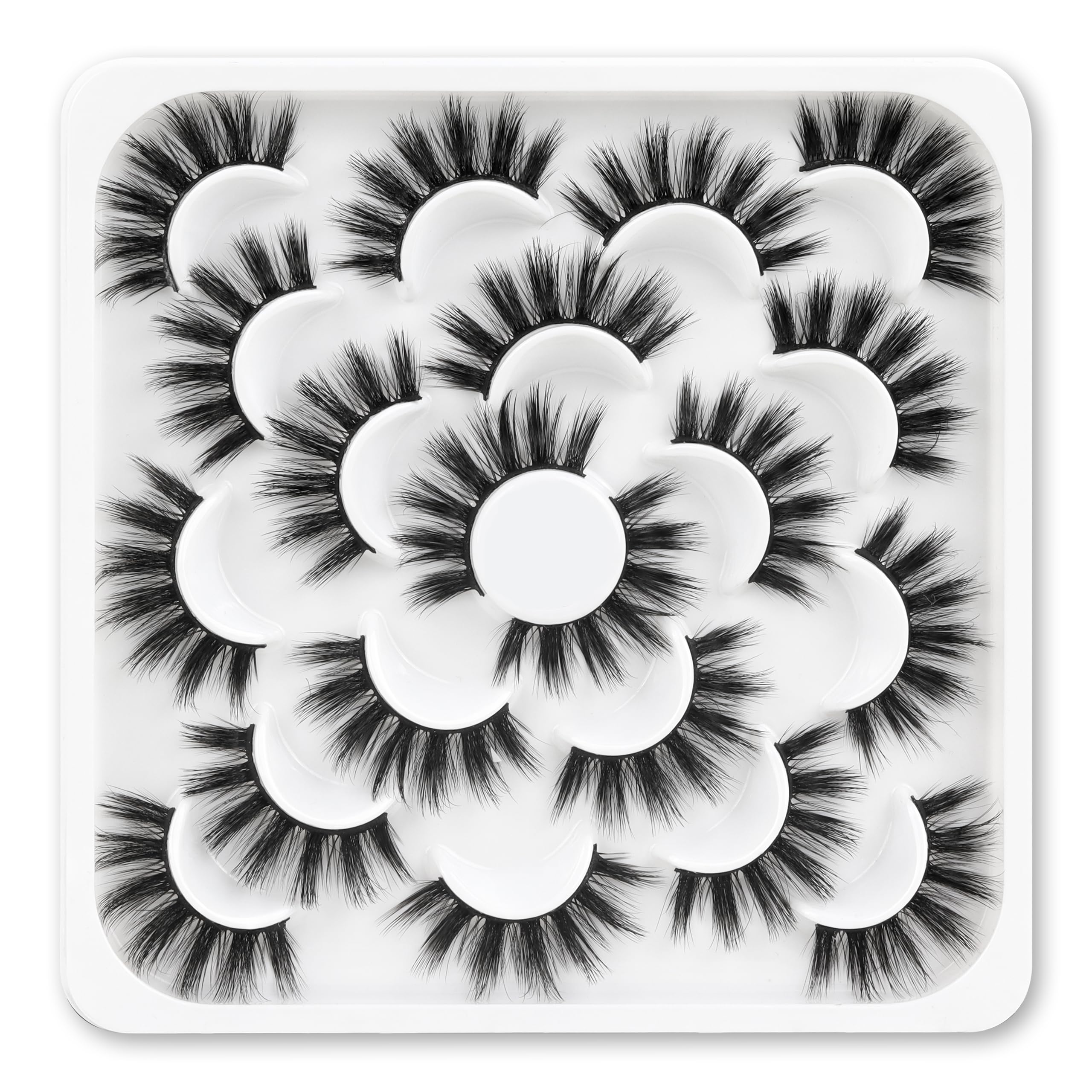 Veleasha Lashes wispy 18mm 3D faux mink strips for natural definition.