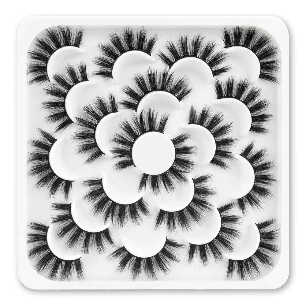 Veleasha Lashes wispy 18mm 3D faux mink strips for natural definition.
