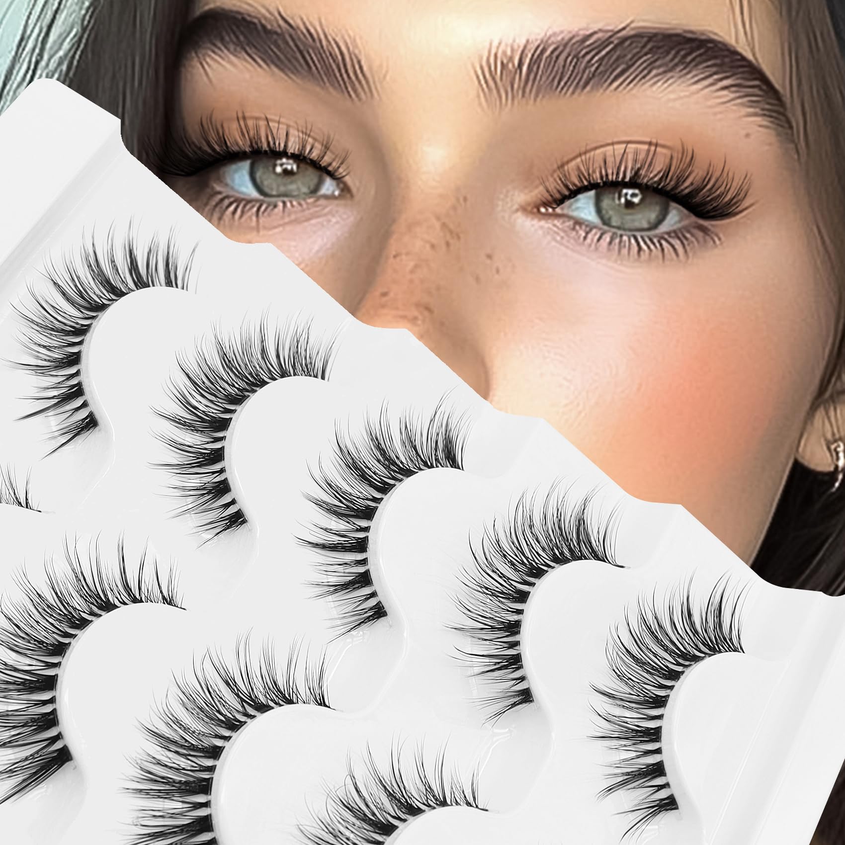 Veleasha Lashes wispy ends for a natural, fluttery look.