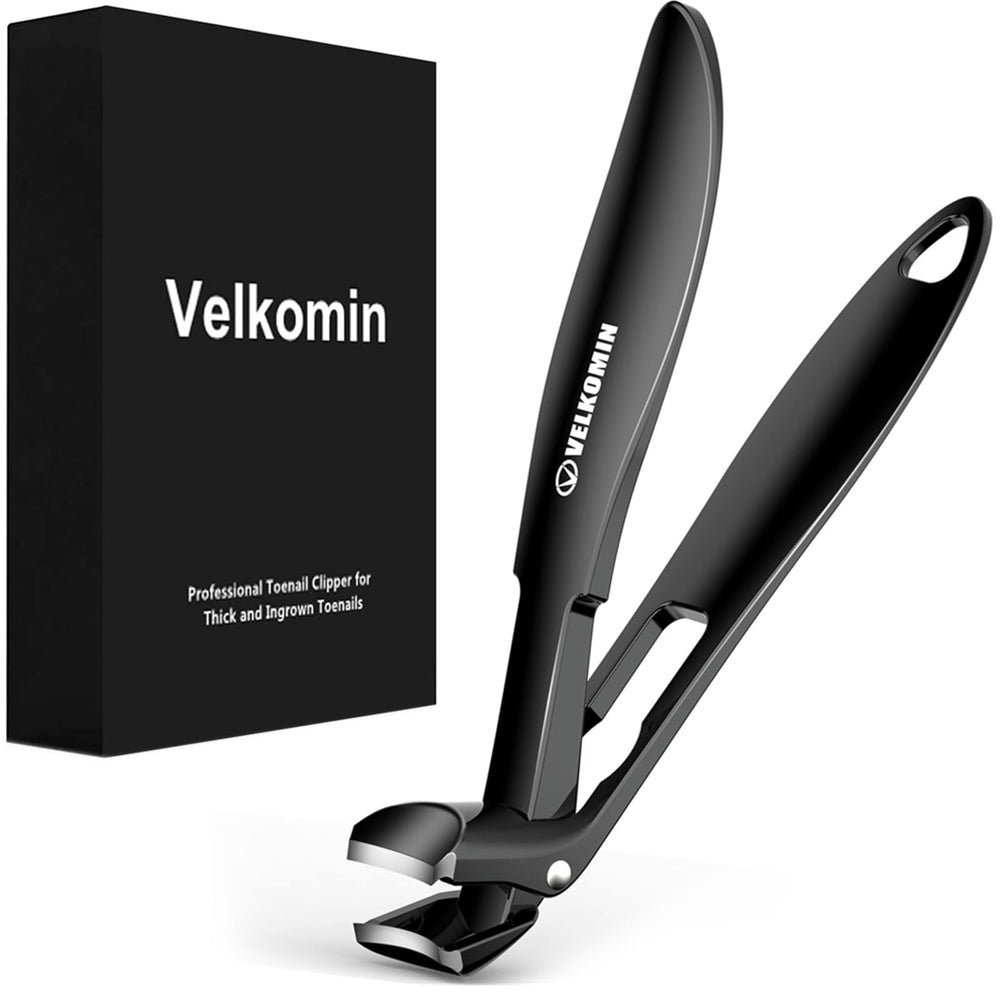 Velkomin Toenail Clippers long-handle-angled-head improves control for thick nails.