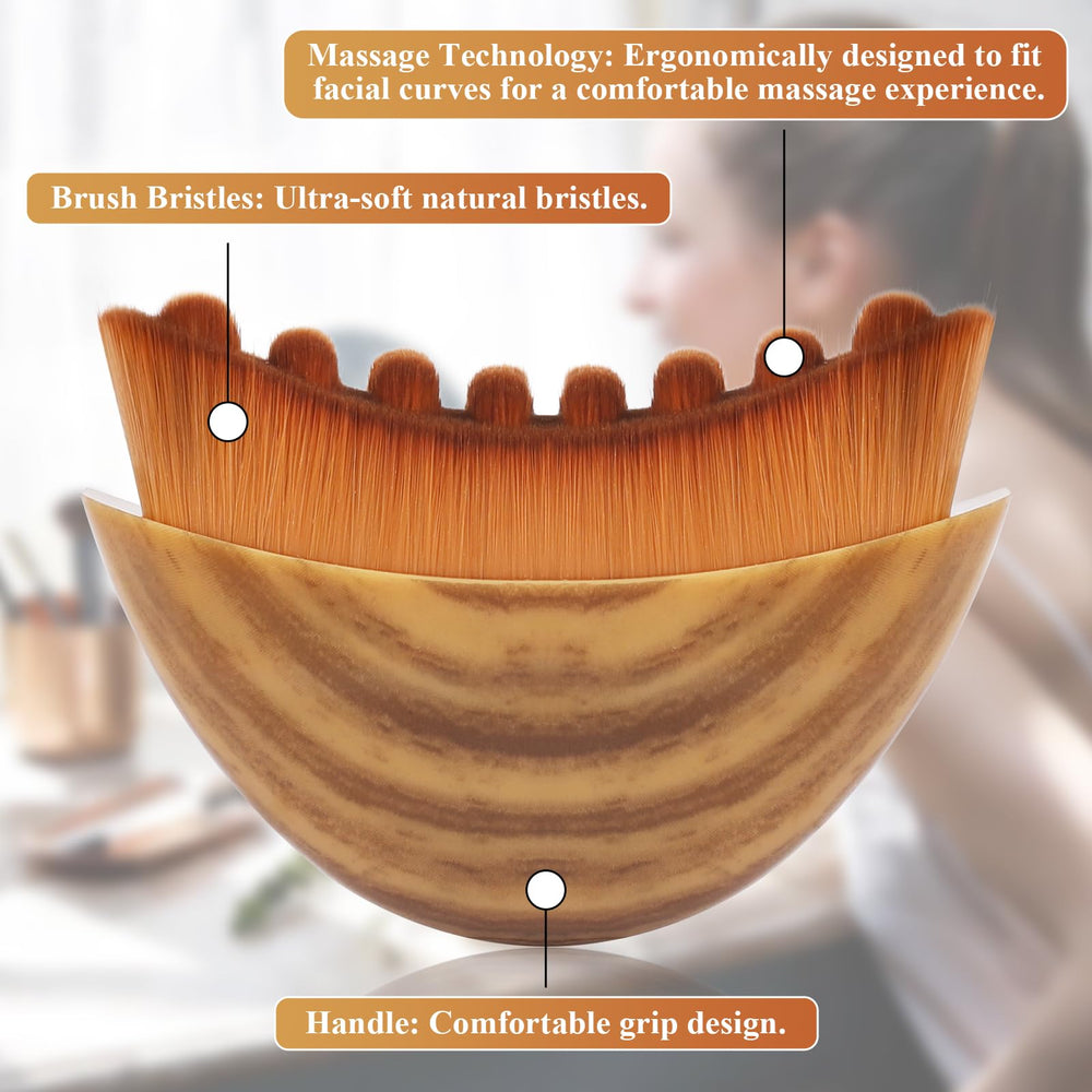 VELLASIO lymphatic contour face brush bristles closeup highlight ultra-soft bristles for sensitive skin.
