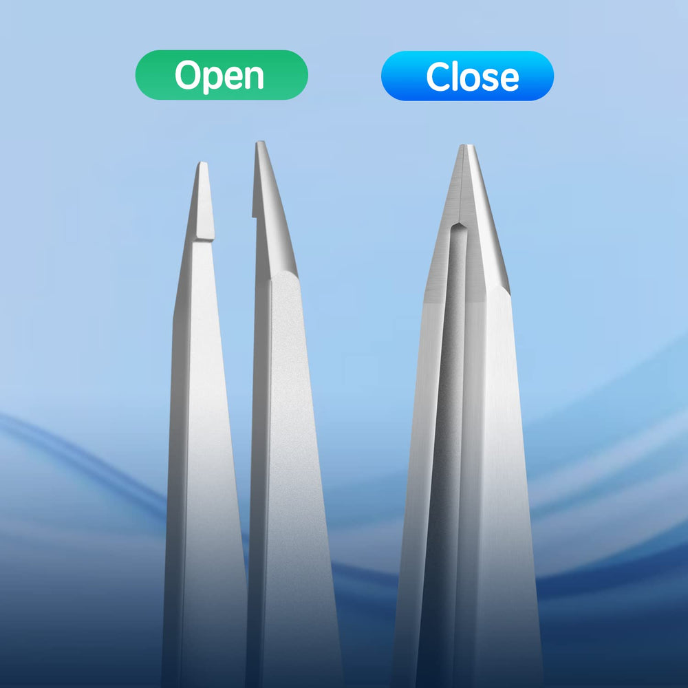 Velodios pointed tweezers chin hair removal scene showing targeted plucking