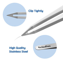 Velodios pointed tweezers eyebrow removal view for precise brow grooming