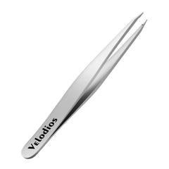 Velodios pointed tweezers tip closeup for precise hair removal and alignment
