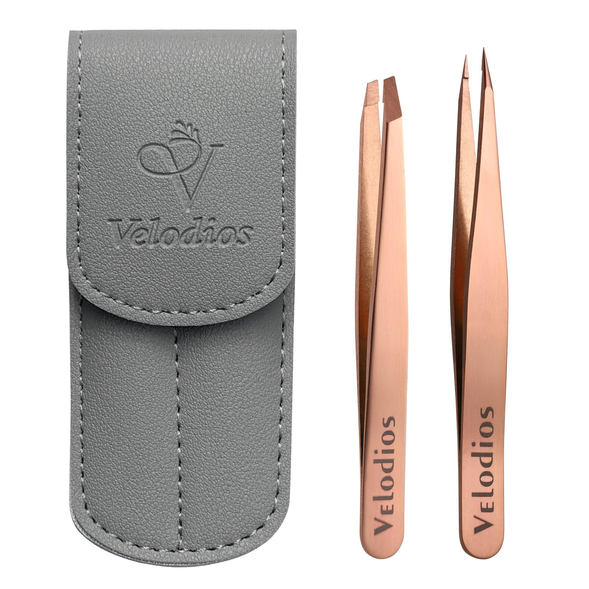 Velodios precision tweezers for eyebrows offer perfectly aligned tips for precise shaping.
