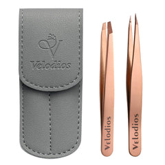 Velodios precision tweezers for eyebrows offer perfectly aligned tips for precise shaping.