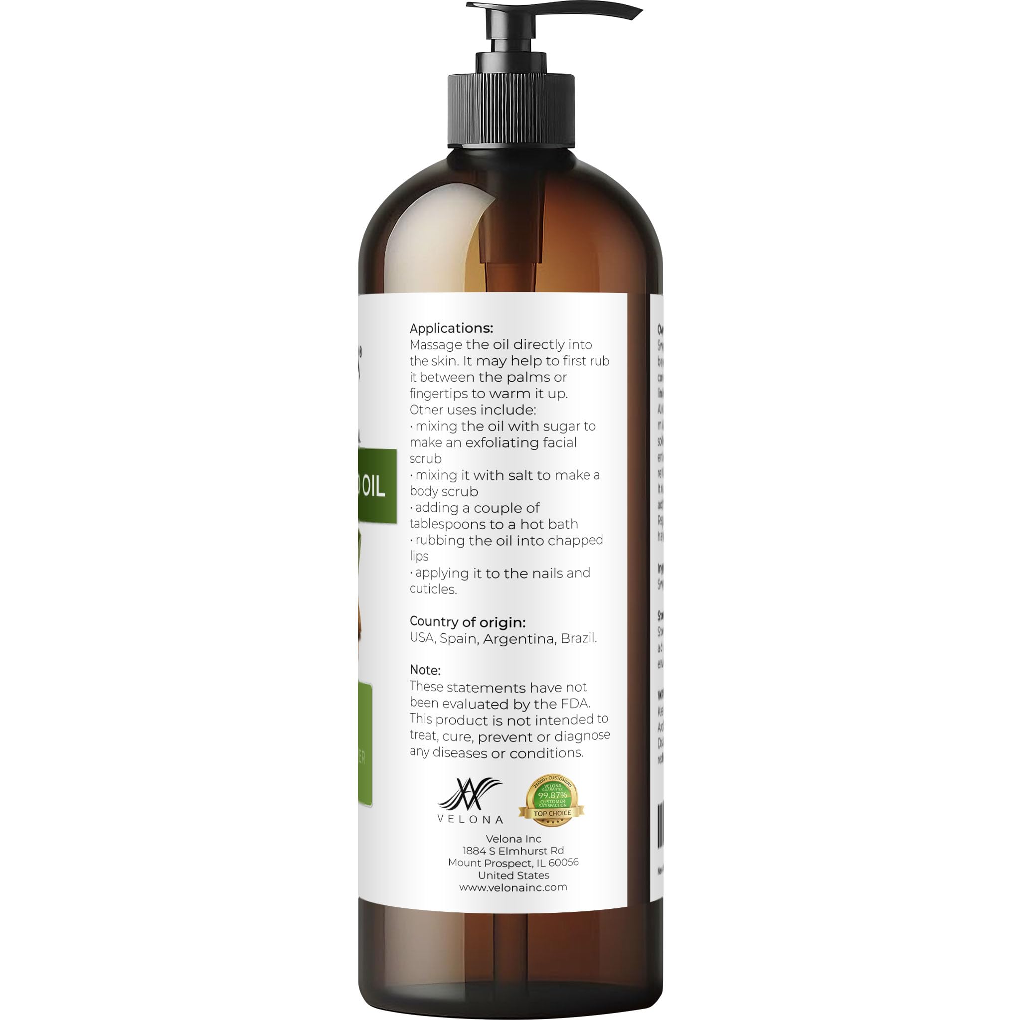 Velona Aceite de Almendras Dulce, aplicación suave sobre la piel, sensación de cuidado ligero.