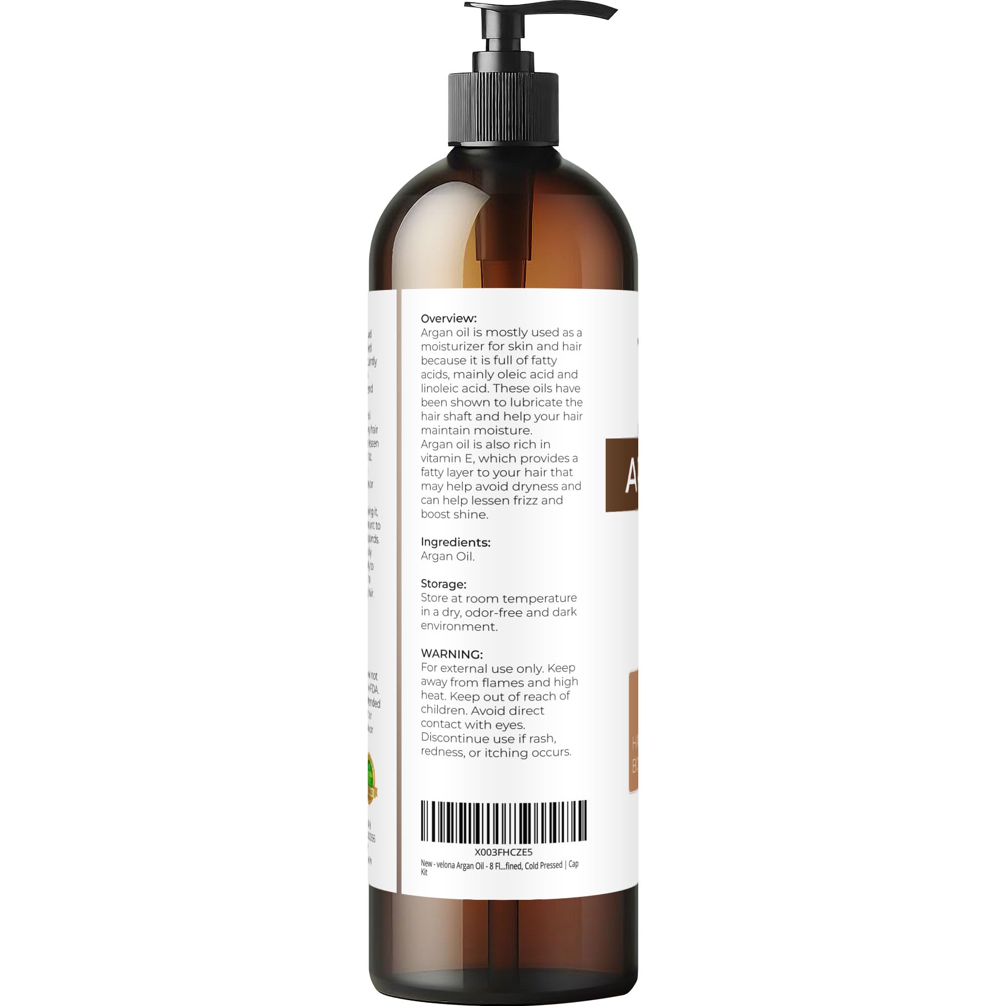 Velona Aceite de Argán, uso en cabello para brillo y sedosidad.