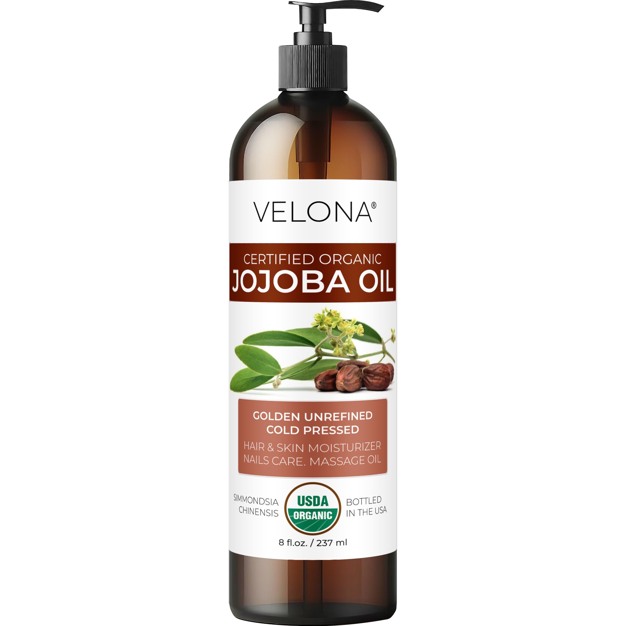 Velona aceite de jojoba, botella con dispensador, hidratación diaria para piel seca