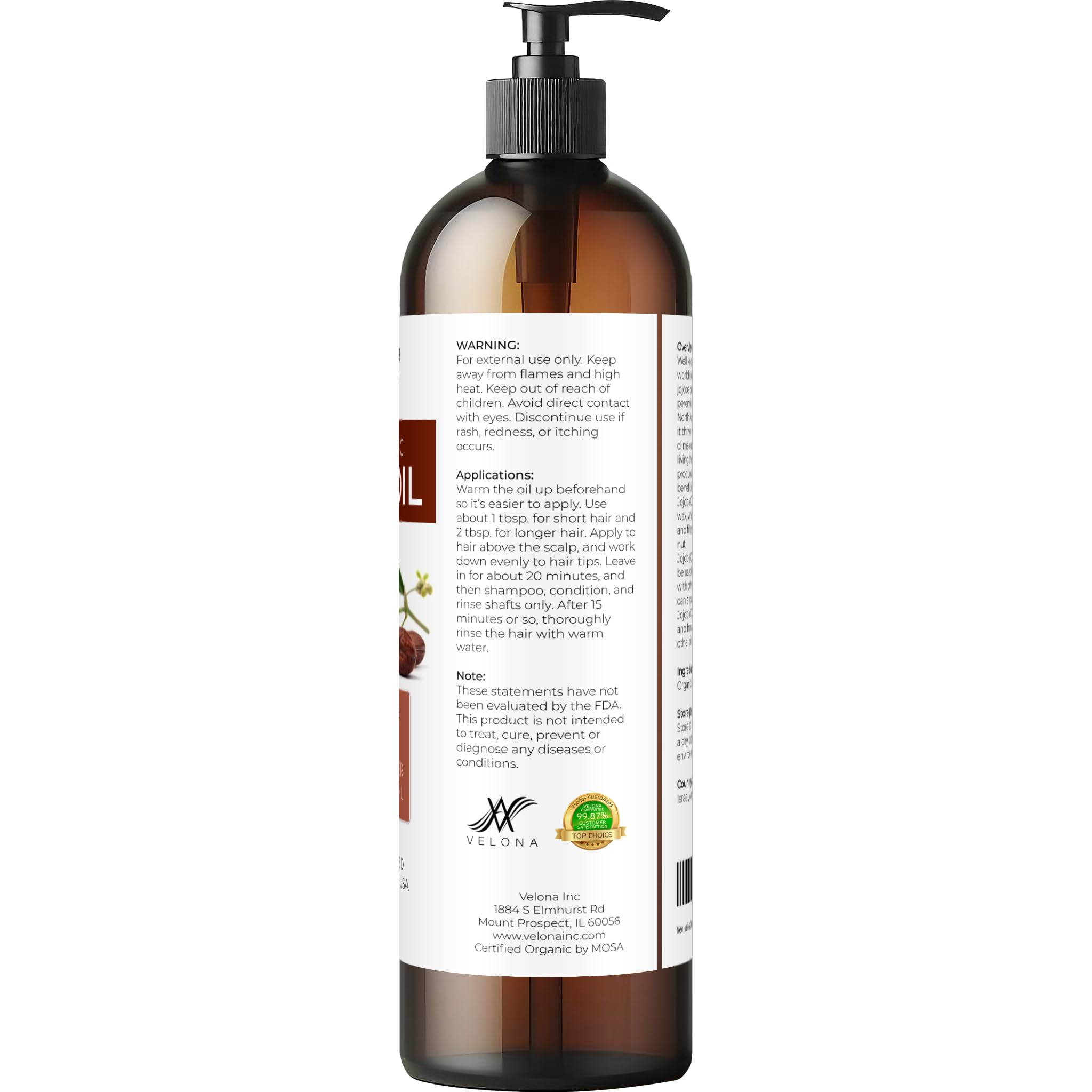 Velona aceite de jojoba certificado USDA, ingrediente natural para piel y uñas