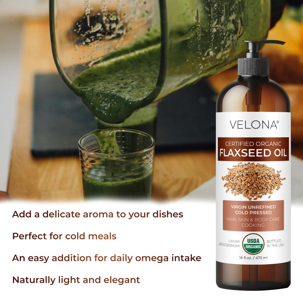 Velona aceite de linaza - adición en ensaladas y batidos