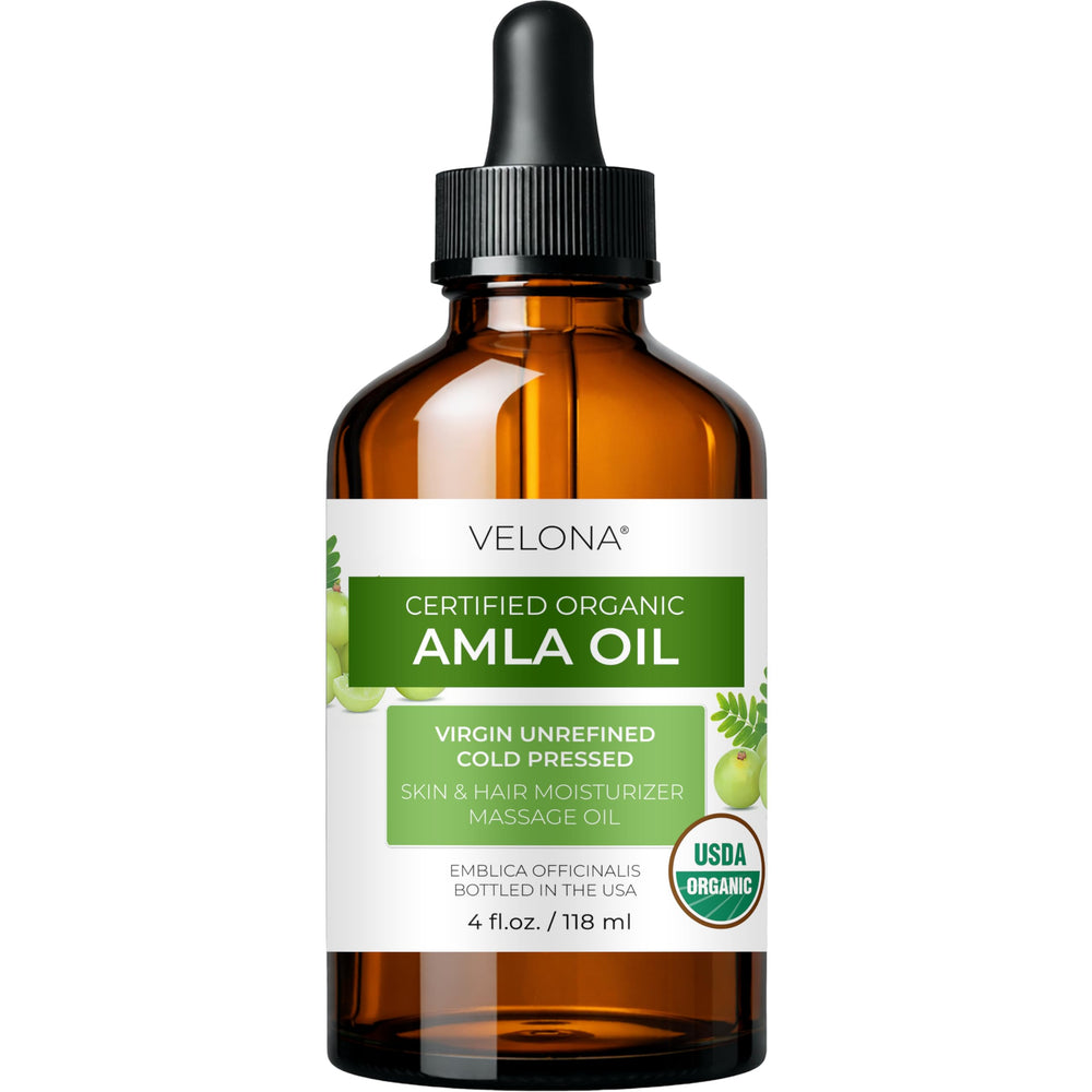Velona Amla Oil: botella de 4 oz para cabello hidratado.