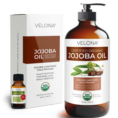 Velona Jojoba Oil bottle front view for natural skin and hair care.