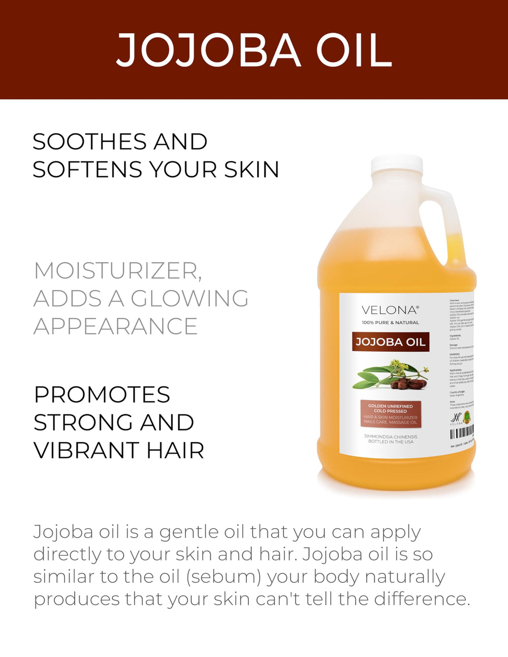 Velona Jojoba Oil bottle with dropper for precise application.
