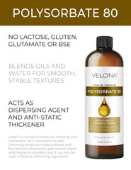 Velona Polysorbate 80 bottle-pour demonstrates easy integration into formulas.