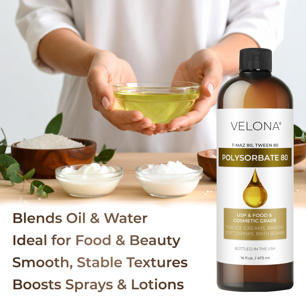Velona Polysorbate 80 food-application supports uniform dispersion of flavors and colors.