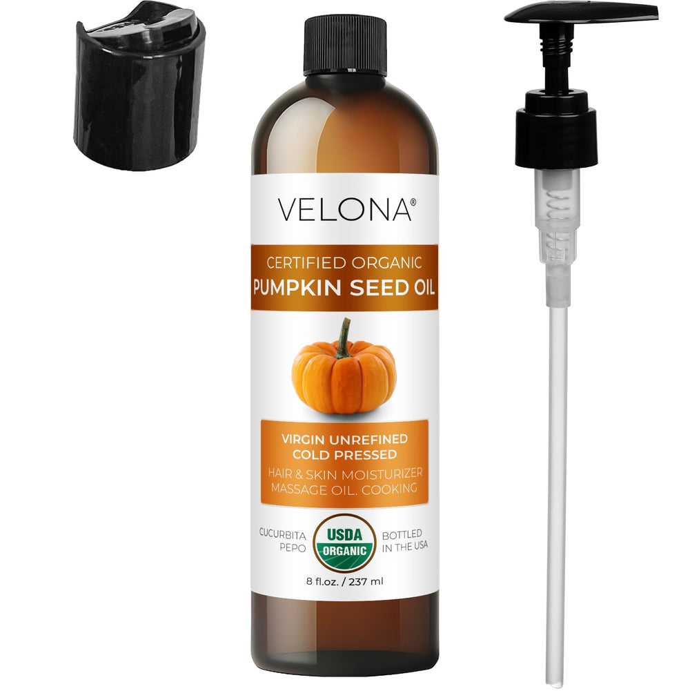 Velona Pumpkin Seed Oil hair care promotes shine and conditioning during daily routines.