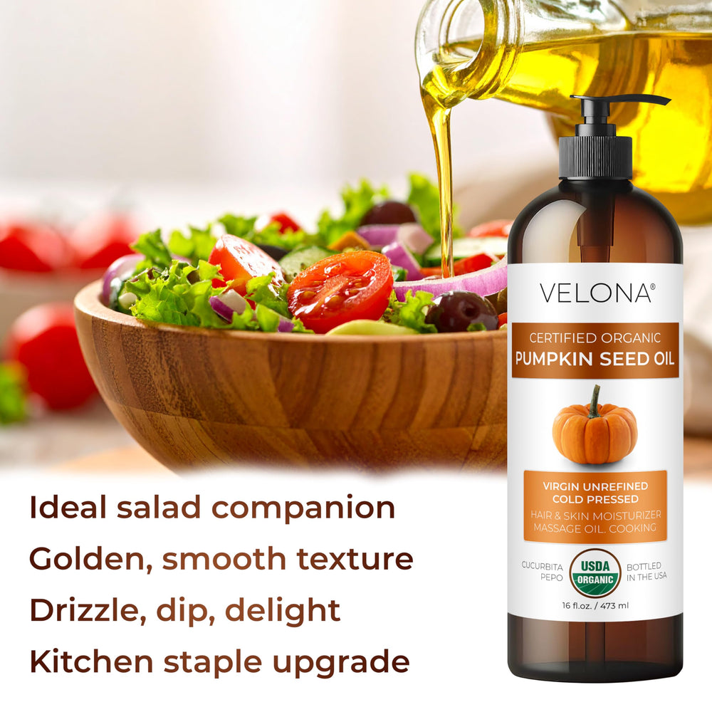 Velona Pumpkin Seed Oil skincare routine demonstrates lightweight absorption for smooth skin.