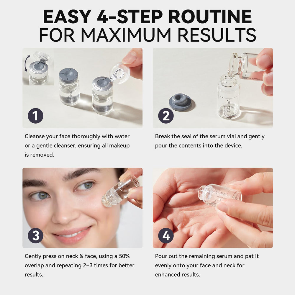 VELORA Travel-friendly at-home facial kit fits neatly in a bag.