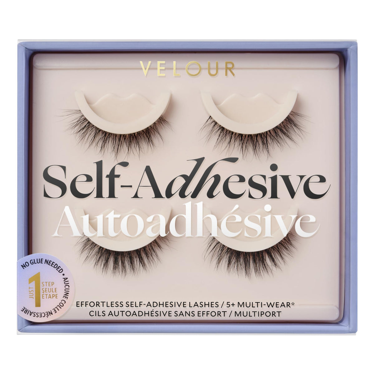 Velour Effortless lashes pack front showing pre-glued design for easy wear.
