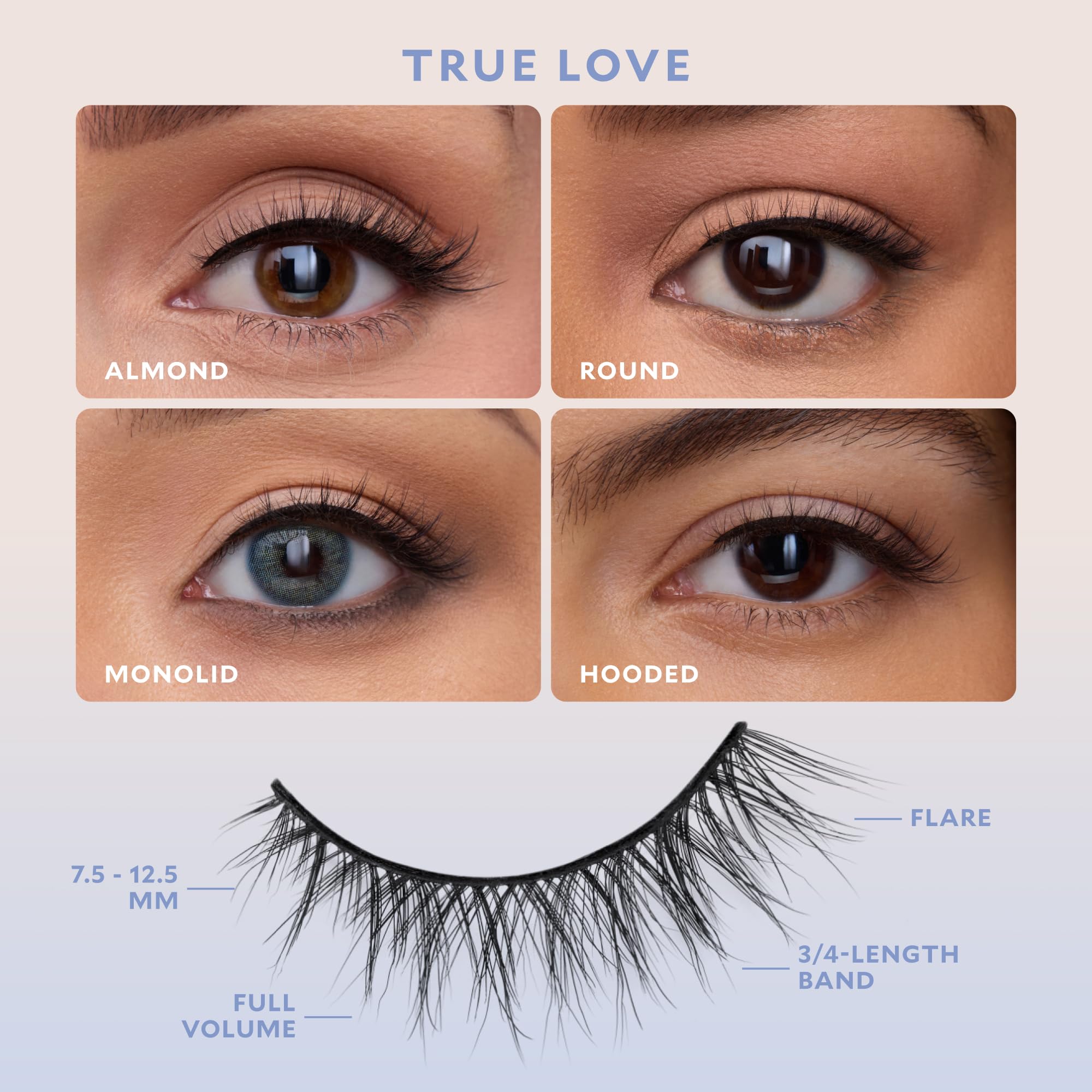 Velour round-style lashes close-up adding subtle length for day wear.