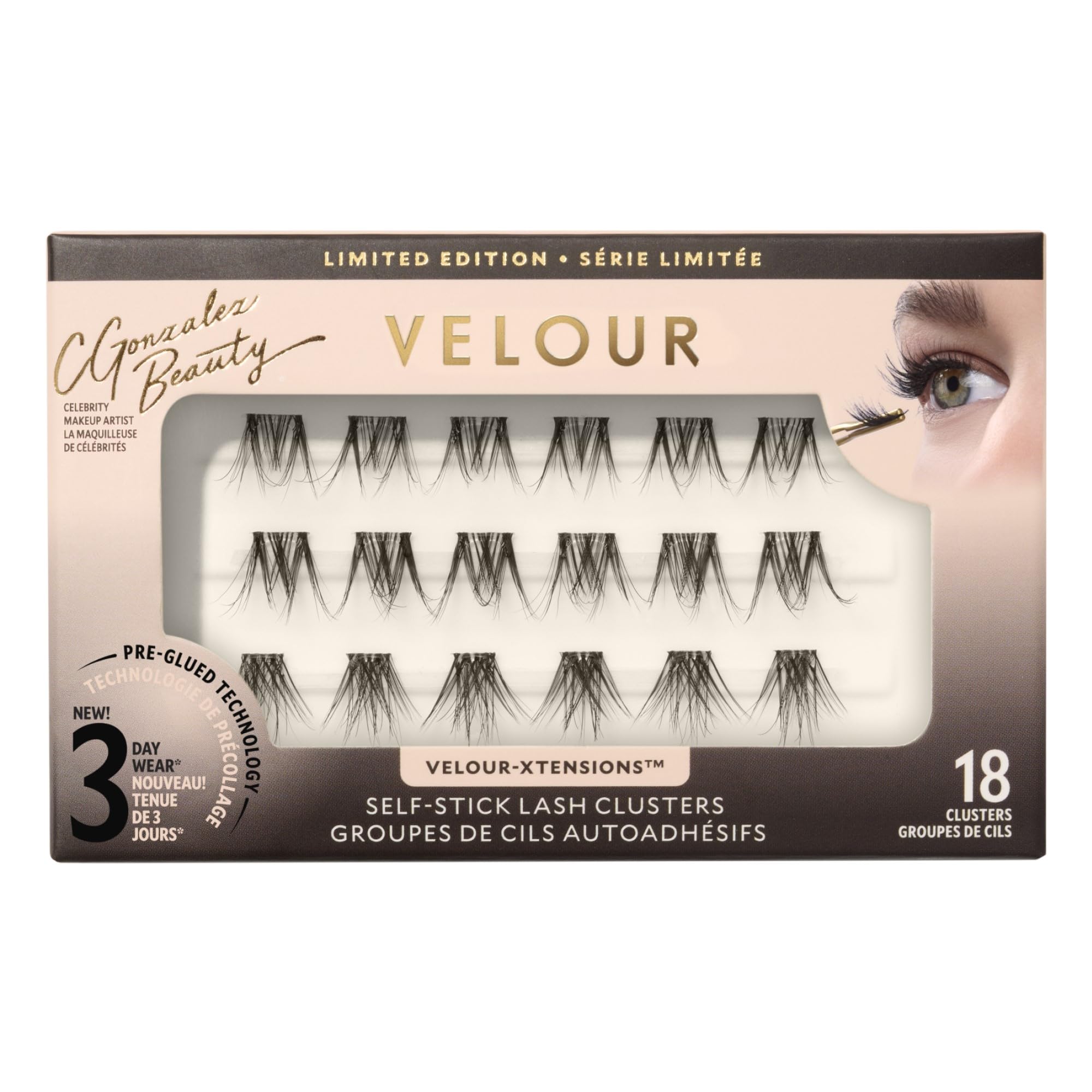 Velour Self-Stick Lash Clusters outer-to-inner placement for natural lift.