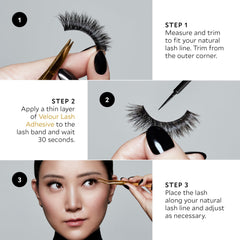 Velour Strong Eyelash Glue black dry finish blends with lash band