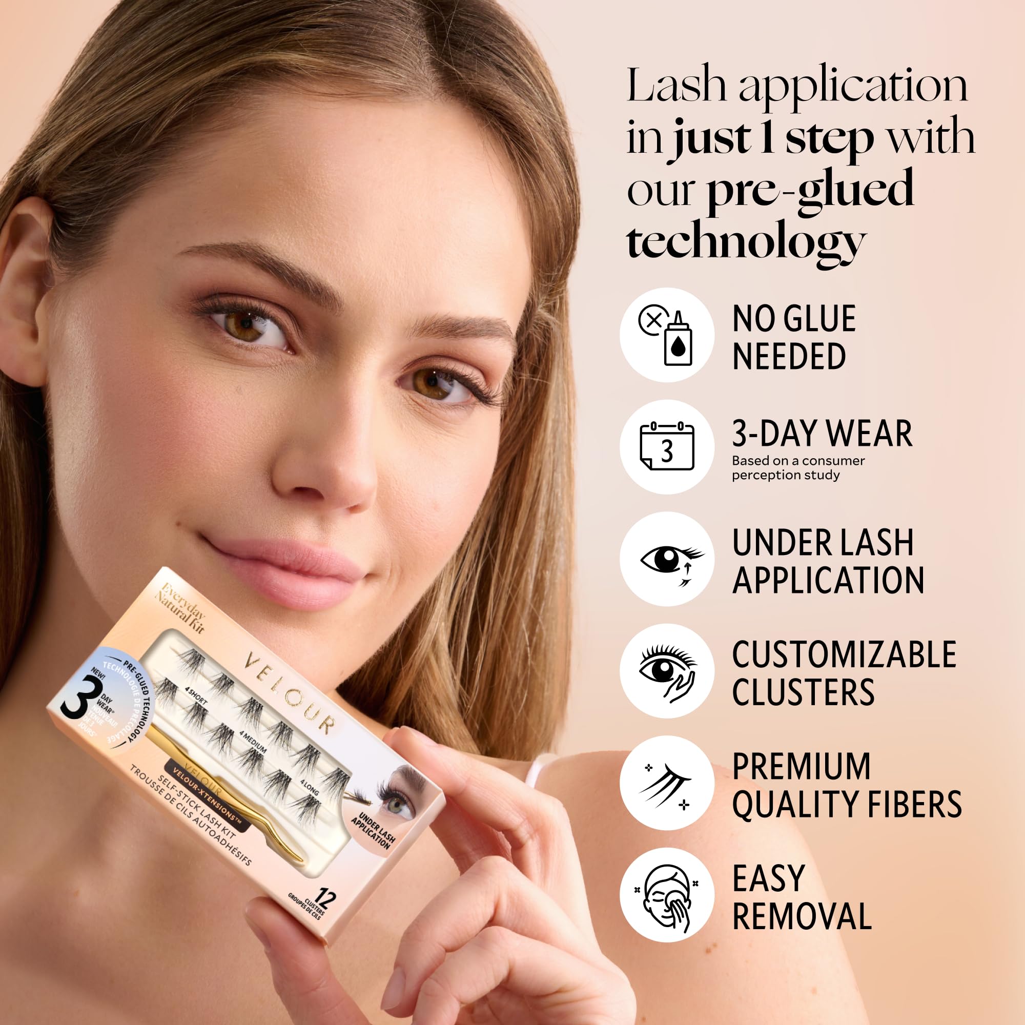 Velour-Xtensions lash applicator included for precise placement.